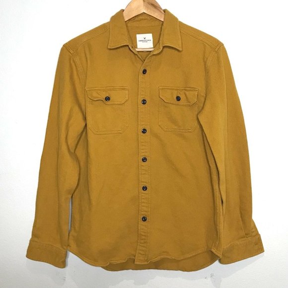American Eagle Outfitters Other - American Eagle Mustard Yellow Flannel Shirt Button Up Heavy Cotton Size Medium